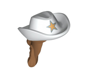 LEGO White Cowboy Hat with Star and Hair in Braid (10652)