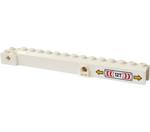 LEGO Wit Kraan Arm Buiten met Pegholes met Arrows en Label met "12T" Aan Both Sides Sticker (57779)