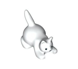 LEGO Blanco Crouching Gato con Pequeño Circular Ojos (6251 / 21385)