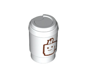 LEGO White Cup with Lid with Minifigure Face (15496 / 15640)