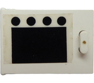 LEGO blanc Armoire 2 x 3 x 2 Porte avec Noir Carré et 4 Noir Circles (Oven) Autocollant (4533)
