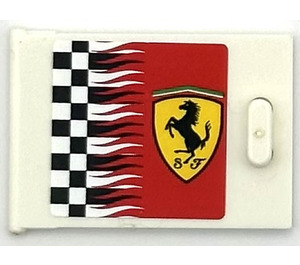 LEGO Blanc Armoire 2 x 3 x 2 Porte avec Checkered Drapeau et Ferrari logo (La gauche) Autocollant (4533)