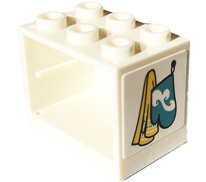 LEGO Biały Szafka 2 x 3 x 2 z Oven Mitt Naklejka z wpuszczonymi wypustkami (92410)