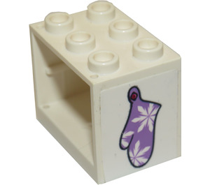 LEGO White Cupboard 2 x 3 x 2 with Purple oven mitt Sticker with Recessed Studs (92410)