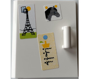 LEGO White Cupboard Door 4 x 4 x 4 with Fridge Magnets (Horse, Blackpool, Shopping List) Sticker (6196)