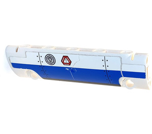LEGO White Curved Panel 11 x 3 with 2 Pin Holes with Danger Symbol   silver handle left Sticker (62531)