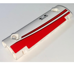 LEGO White Curved Panel 11 x 3 with 2 Pin Holes with 'Step' and Red Decor right side Sticker (62531)