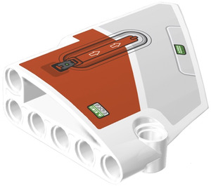 LEGO White Curved Panel 14 Right with Red-orange Panel, Locking Clip and Arrows Sticker (64680)