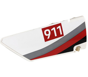 LEGO White Curved Panel 17 Left with 911 Sticker (64392)