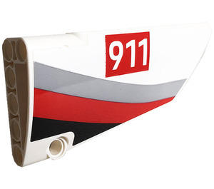 LEGO blanc Incurvé Panneau 18 Droite avec 911 Autocollant (64682)