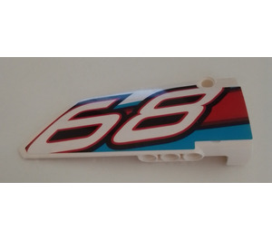 LEGO White Curved Panel 18 Right with sticker "68" (64682)