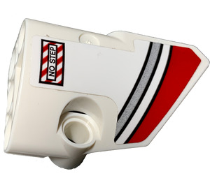 LEGO White Curved Panel 2 Right with Red and Silver Stripes and 'NO STEP' Sticker (87086)
