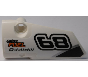 LEGO White Curved Panel 3 Left with '68' and 'action FUEL DESIGN' Sticker (64683)