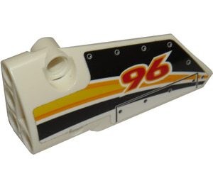 LEGO White Curved Panel 3 Left with Red '96' Sticker (64683)