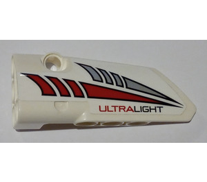 LEGO White Curved Panel 3 Left with Red and Silver Tapered Stripes and 'ULTRALIGHT' Sticker (64683)