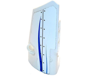 LEGO White Curved Panel 3 Left with Rivets and Blue Curve Sticker (64683)