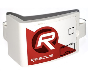 LEGO Wit Gebogen Paneel 3 x 6 x 3 met R Rescue Deur Rechtsaf Sticker (24116)