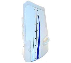 LEGO White Curved Panel 4 Right with Rivets and Blue Curve Sticker (64391)