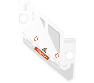 LEGO White Curved Panel 5 x 7 Right with Grey Panels, ‘LT78’, ‘CAUTION’ and Warning Triangle Sticker (80268)