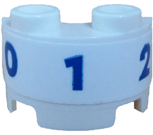 LEGO White Cylinder 1 x 2 Half with Blue '0', '1' et '2' Sticker (68013)