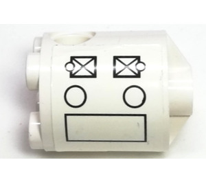 LEGO White Cylinder 2 x 2 x 2 Robot Body with Circles and Squares Sticker (Undetermined)