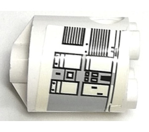 LEGO blanc Cylindre 2 x 2 x 2 Robot Corps avec grise Squares et Noir Lines Autocollant (Indéterminé)