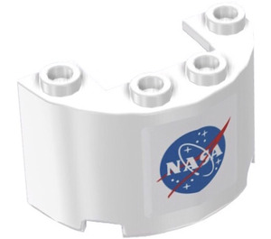 LEGO White Cylinder 2 x 4 x 2 Half with NASA Logo Sticker (24593)