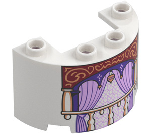 LEGO White Cylinder 2 x 4 x 2 Half with Purple Curtains (24593 / 104855)