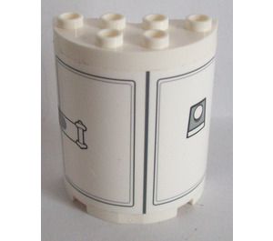LEGO White Cylinder 2 x 4 x 4 Half with SW Tower Pattern Sticker (6218)