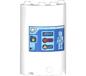 LEGO White Cylinder 2 x 4 x 5 Half with Health Monitor Screen Sticker (35312)