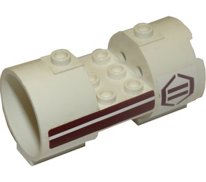 LEGO blanc Cylindre 3 x 6 x 2.7 Horizontal avec Rayures et Hexagon La gauche Autocollant Goujons à centre creux (30360)