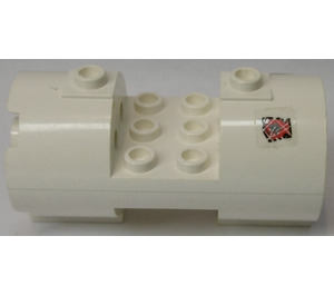 LEGO White Cylinder 3 x 6 x 2.7 Horizontal with Two Scratched Space Police 3 Badge (Both Sides) Sticker Hollow Center Studs (30360)