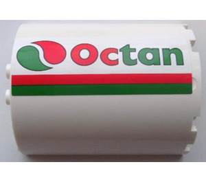 LEGO White Cylinder 3 x 6 x 6 Half with Red and Green Stripe and Octan Logo (Right) Sticker (87926)