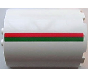 LEGO blanc Cylindre 3 x 6 x 6 Demi avec rouge et Green Stripe (La gauche) Autocollant (87926)