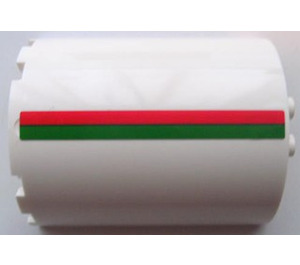 LEGO White Cylinder 3 x 6 x 6 Half with Red and Green Stripe (Right) Sticker (87926)