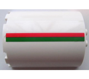 LEGO Bianco Cilindro 3 x 6 x 6 Metà con Rosso e Verde Striscia (Destra) Adesivo (87926)