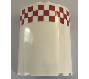 LEGO blanc Cylindre 3 x 6 x 6 Demi avec rouge et blanc checkered Modèle Autocollant (35347)