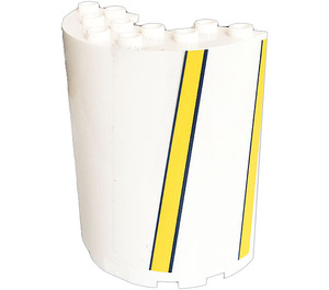 LEGO White Cylinder 3 x 6 x 6 Half with Stripes (Left) Sticker (35347)