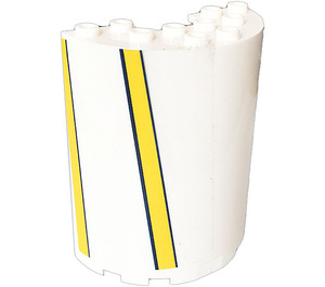 LEGO White Cylinder 3 x 6 x 6 Half with Stripes (Right) Sticker (35347)