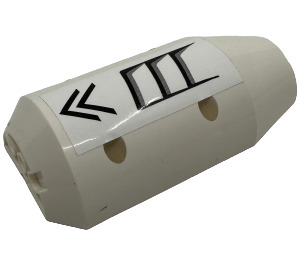 LEGO White Cylinder 6 x 3 x 10 Half with Taper and Four Pin Holes with Air Vents and 2 Chevrons (Model Left) Sticker (57792)