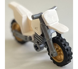 LEGO Valkoinen Dirt bike with silver chassis, gold wheels