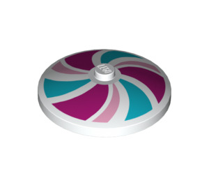 LEGO Biały Dish 4 x 4 z Magenta, Bright Różowy I Średni Azure Swirl (Solidny wypustek) (3960 / 17161)