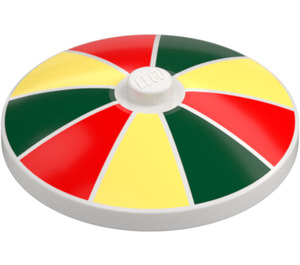 LEGO Blanc Dish 4 x 4 avec Multi-coloured Rayures (Tenon solide) (3960 / 101788)