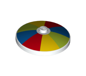 LEGO Weiß Dish 4 x 4 mit Multicoloured Streifen (Umbrella) (Solider Bolzen) (3960 / 37380)