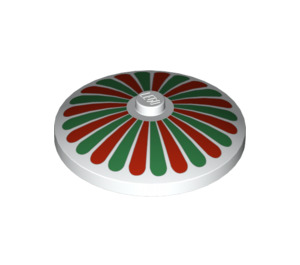 LEGO White Dish 4 x 4 with Red and Green Petals (Solid Stud) (3960 / 81847)