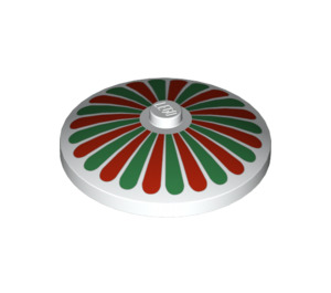 LEGO Bianco Dish 4 x 4 con Rosso e Verde Petali (Perno Solido) (3960 / 81847)