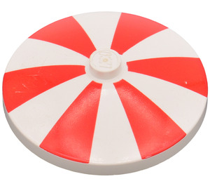 LEGO Blanc Dish 4 x 4 avec Rouge et Blanc Rayures (Parapluie) (Tenon solide) (3960 / 80062)