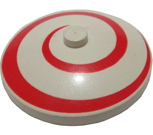 LEGO Weiß Dish 4 x 4 mit Rot Spiral(e) (Feste Noppe) (3960)