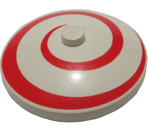 LEGO White Dish 4 x 4 with Red Spiral (Solid Stud) (3960)