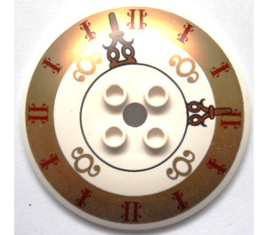 LEGO Weiß Dish 6 x 6 mit Hogwarts Castle Clock Muster (Hohle Bolzen) (44375)